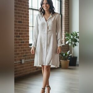 AGNONA Black Polka dot Silk Shirt Dress 46